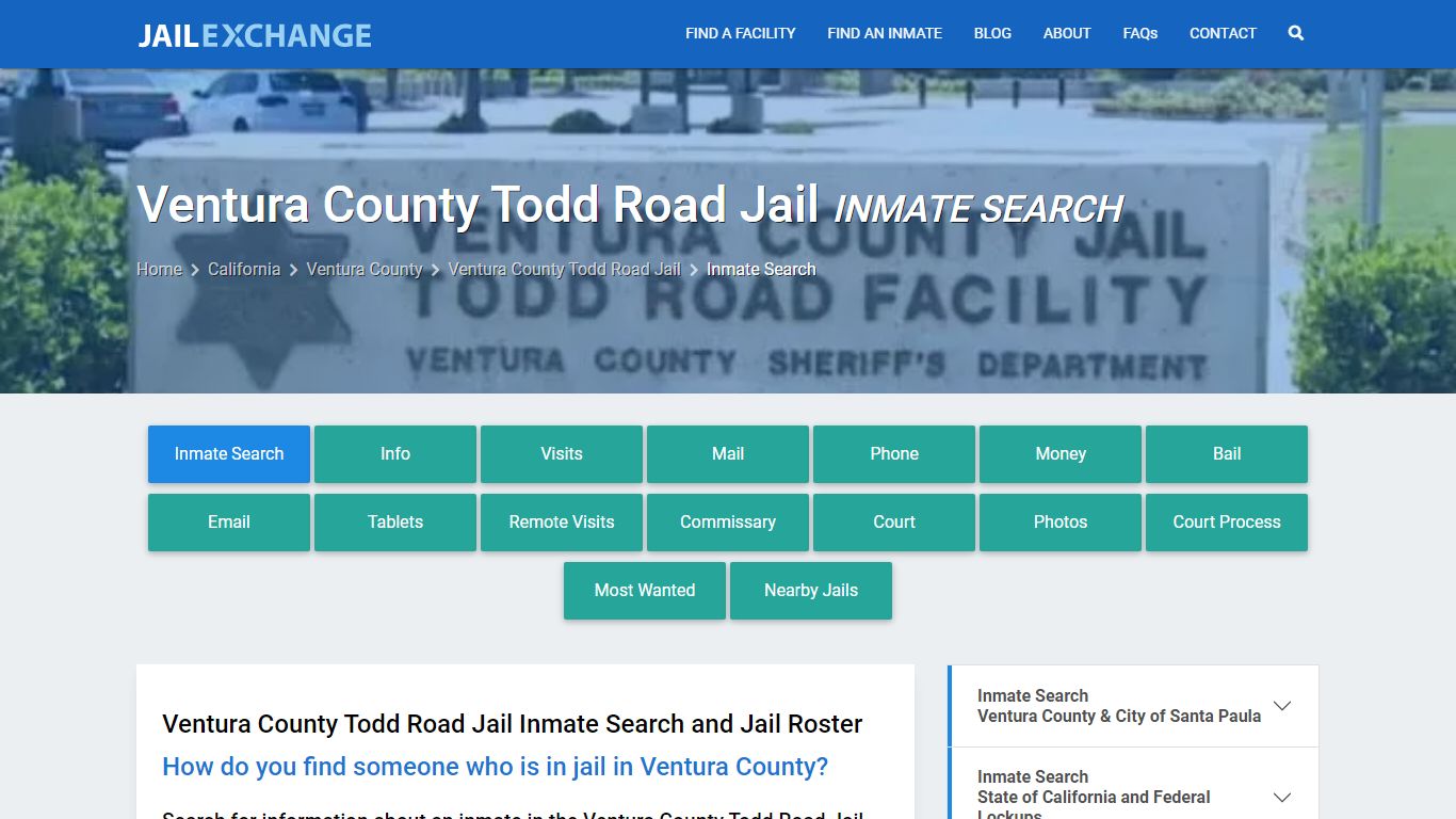 Ventura County Todd Road Jail Inmate Search - Jail Exchange