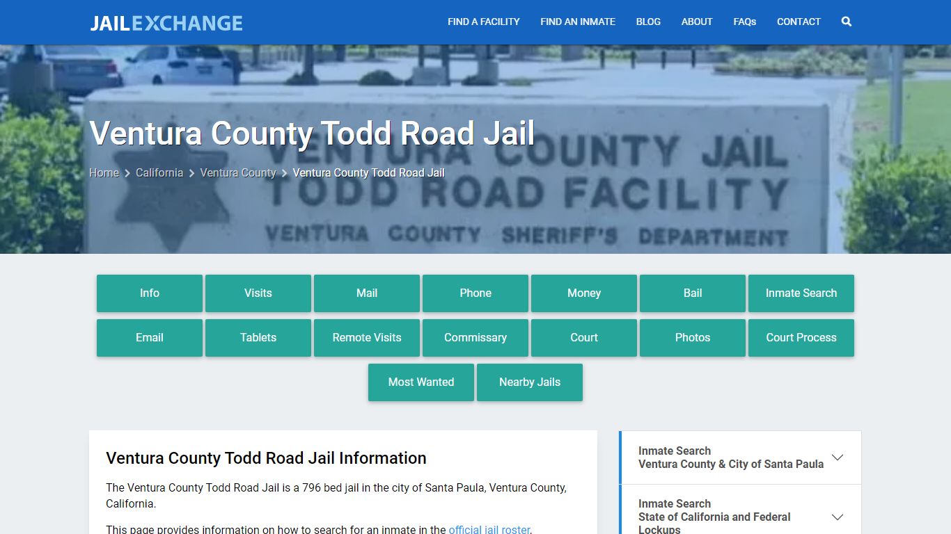 Ventura County Todd Road Jail, CA Inmate Search, Information
